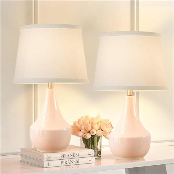 Table Lamp Set of 2, 18.63” Ceramic Table Lamp Classic Beside Lamps - Picture 1 of 7